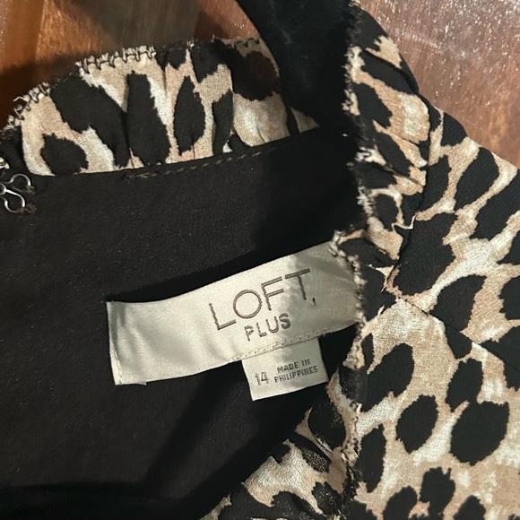 Loft Plus Leopard Print Dress with Tie & Flutter Sleeves Womens Size 14 - Picture 2 of 2